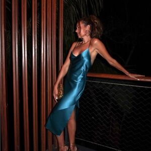 Silk Bias Slip With Slit